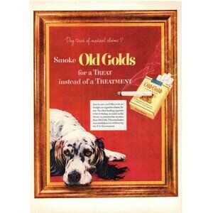 1952 Old Gold Cigarettes Picture Frame Spaniel Dog Vintage Print Ad Wall Art 50s